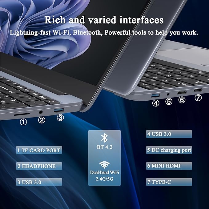 Fsjun 165Hz 2.5K FHD Display Gaming Laptop 15.6-inch Laptop AMD R7 5700U(up to 4.3GHz) with Radeon Graphics Notebook Computer 16GB RAM 1TB NVMe SSD BK Keyboard/Win 11/Office 2019