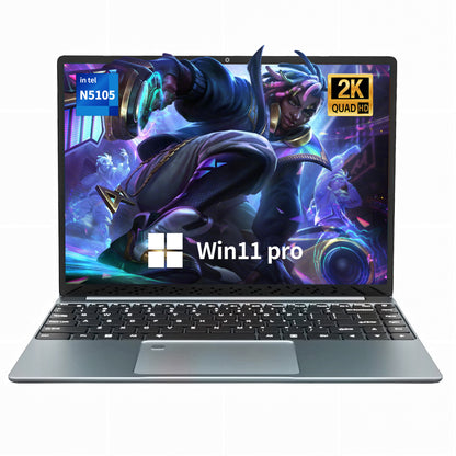 Fsjun 14.1" Laptop Computer, 2K IPS Display, 16GB DDR4 RAM, 512GB SSD,N5105 Quad-Core Processor,Win 11 Pro&office2019, Fingerprint Reader, Backlit Keyboard, Portable Laptop for Students, Business