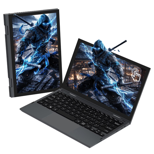 Fsjun 11" 2-in-1 Touchscreen Laptop, 360° Convertible Tablet, 2K IPS Display, Celeron N95, 16GB DDR5 RAM, 512GB SSD, Win 11 Pro + Office 2019, Backlit Keyboard, Fingerprint Reader
