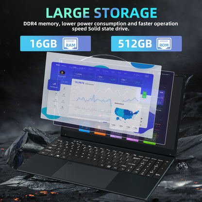 Fsjun 15.6" Laptop Computer, Intel i7-8750H, 32GB RAM, 512GB SSD, FHD IPS Display, (Win 11 Pro + Office 2024), Fingerprint