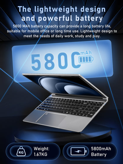 Fsjun 15.6" FHD IPS Laptop, 16GB DDR4 RAM, 512GB NVMe SSD, Celeron N95 Processor, Win 11 Pro + Office 2019, Backlit Keyboard, Mini HDMI, Business & Student Laptop
