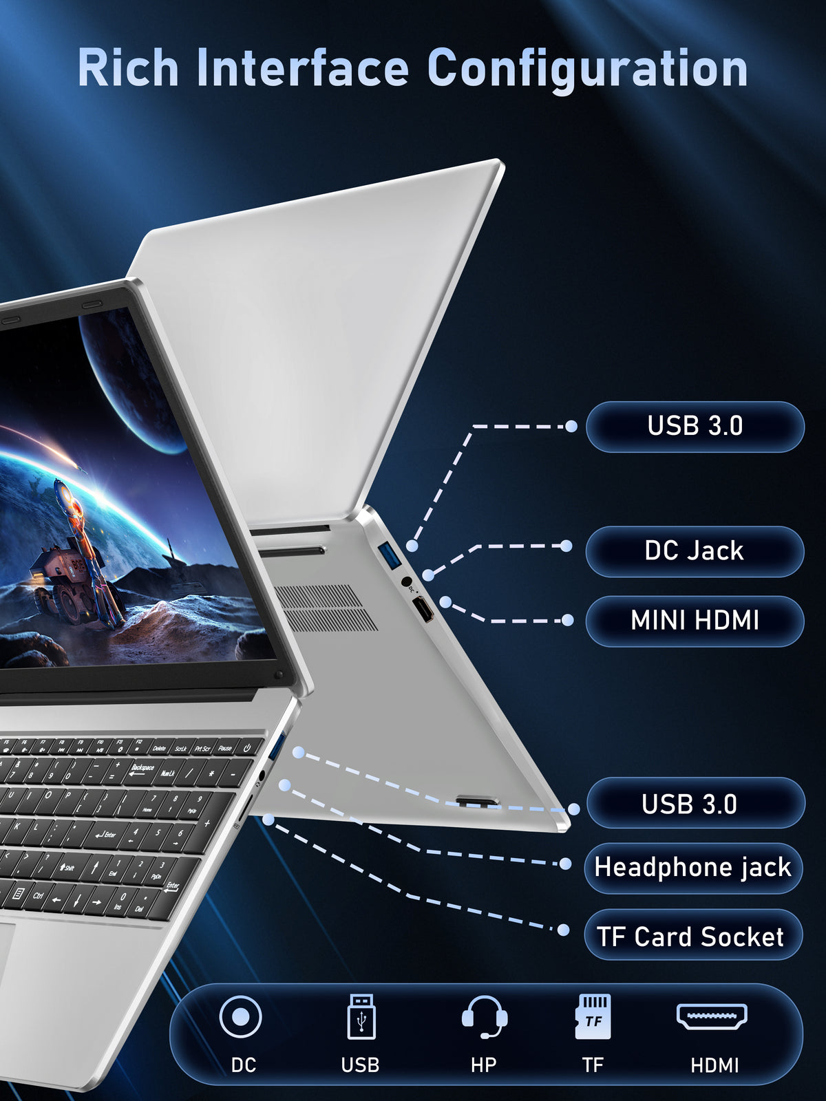 Fsjun 15.6" FHD IPS Laptop, 16GB DDR4 RAM, 512GB NVMe SSD, Celeron N95 Processor, Win 11 Pro + Office 2019, Backlit Keyboard, Mini HDMI, Business & Student Laptop