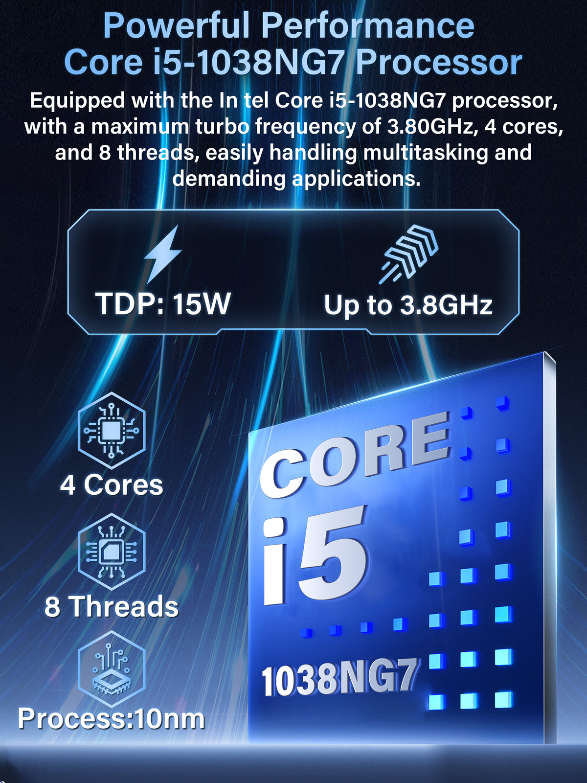 Fsjun 17.3" FHD IPS 360Hz Business Laptop, Intel Core i5-1038NG7, 16GB DDR4 RAM, 512GB SSD, (Win 11 Pro + Office 2019), Color Backlit Keyboard with Numpad, Fingerprint, Blue