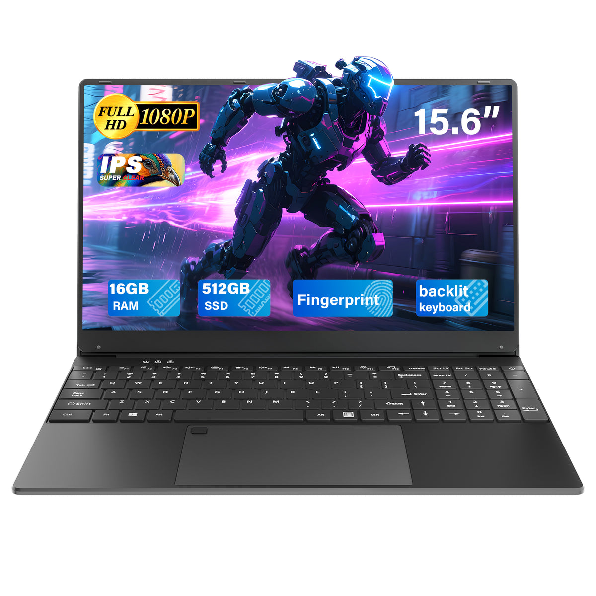 Fsjun 15.6" Laptop Computer, Intel i7-8750H, 32GB RAM, 512GB SSD, FHD IPS Display, (Win 11 Pro + Office 2024), Fingerprint