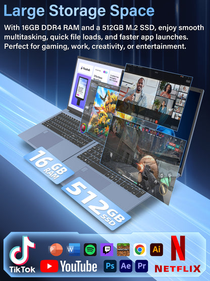 Fsjun 17.3" FHD IPS 360Hz Business Laptop, Intel Core i5-1038NG7, 16GB DDR4 RAM, 512GB SSD, (Win 11 Pro + Office 2019), Color Backlit Keyboard with Numpad, Fingerprint, Blue