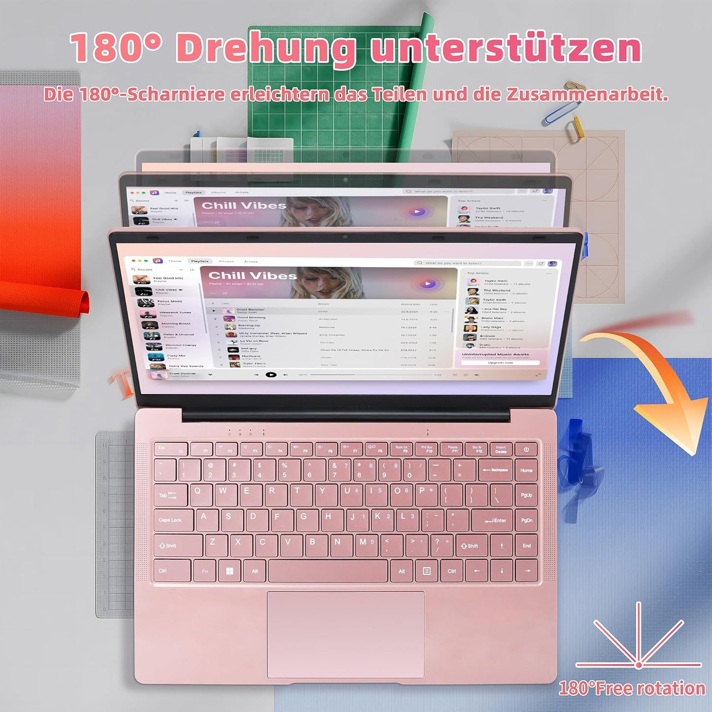 14" Laptop Roségold, Quad-Core Prozessor Celeron J4105 [schneller als N4000 und AMD 3020e], 8GB RAM, 256GB SSD, FHD IPS, HDMI, WLAN, Bluetooth, ultraleichtes und tragbares Notebook für Studenten