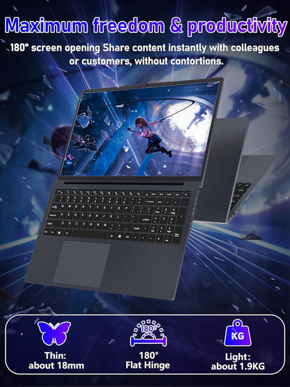 17.3-inch Laptop, N150 (Beat N100 N97 N5095) up to 3.6 GHz, 16GB DDR4 RAM, 1T NVMe SSD, FHD IPS Display, Long Battery Life, Backlit KB, Numpad, Webcam/Wi-Fi/USB 3.0/USB-C, PC Notebook, Gray
