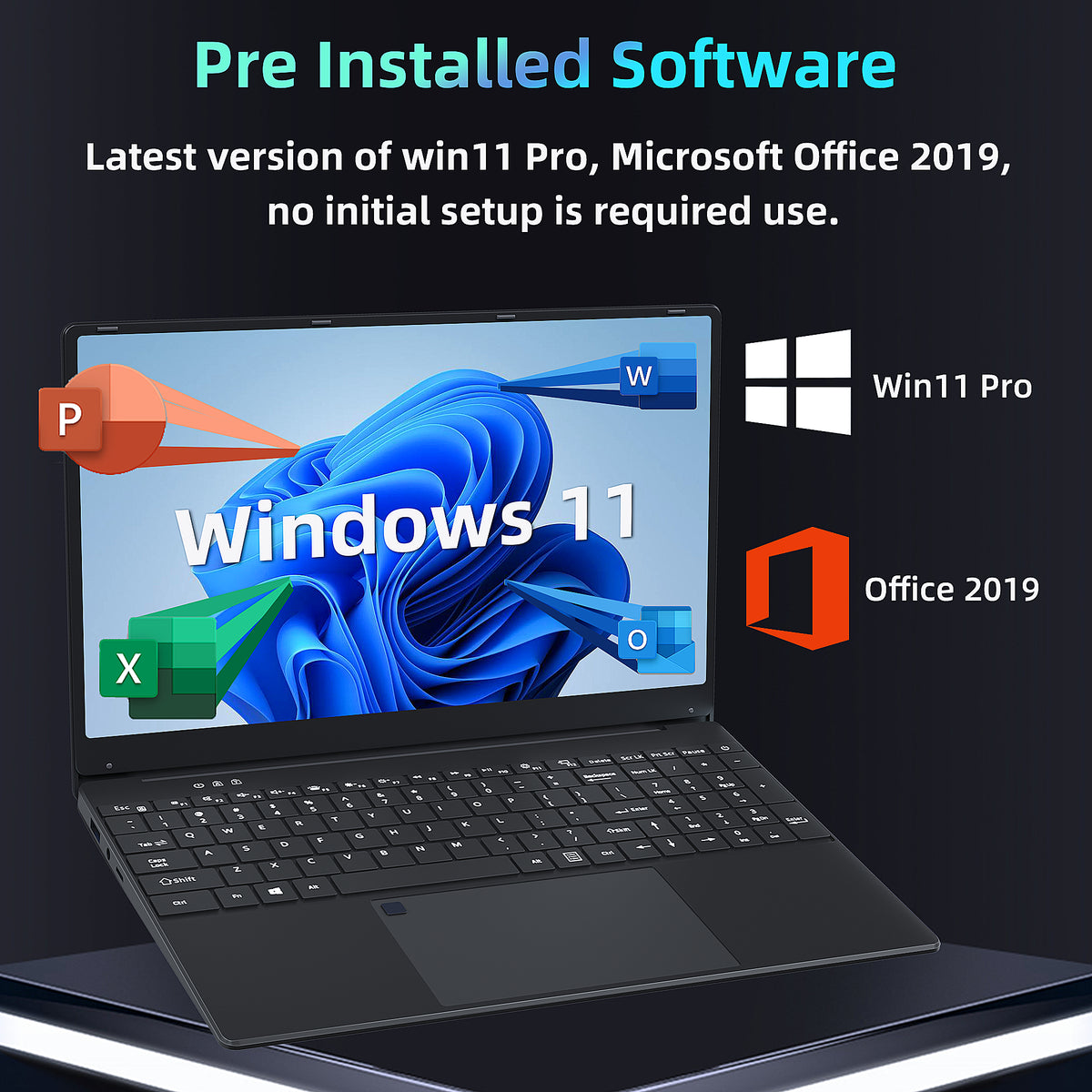 Fsjun 15.6" Laptop Computer, Intel i7-8750H, 32GB RAM, 512GB SSD, FHD IPS Display, (Win 11 Pro + Office 2024), Fingerprint