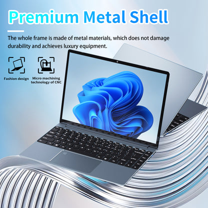 Fsjun 14.1" Laptop Computer, 2K IPS Display, 16GB DDR4 RAM, 512GB SSD,N5105 Quad-Core Processor,Win 11 Pro&office2019, Fingerprint Reader, Backlit Keyboard, Portable Laptop for Students, Business