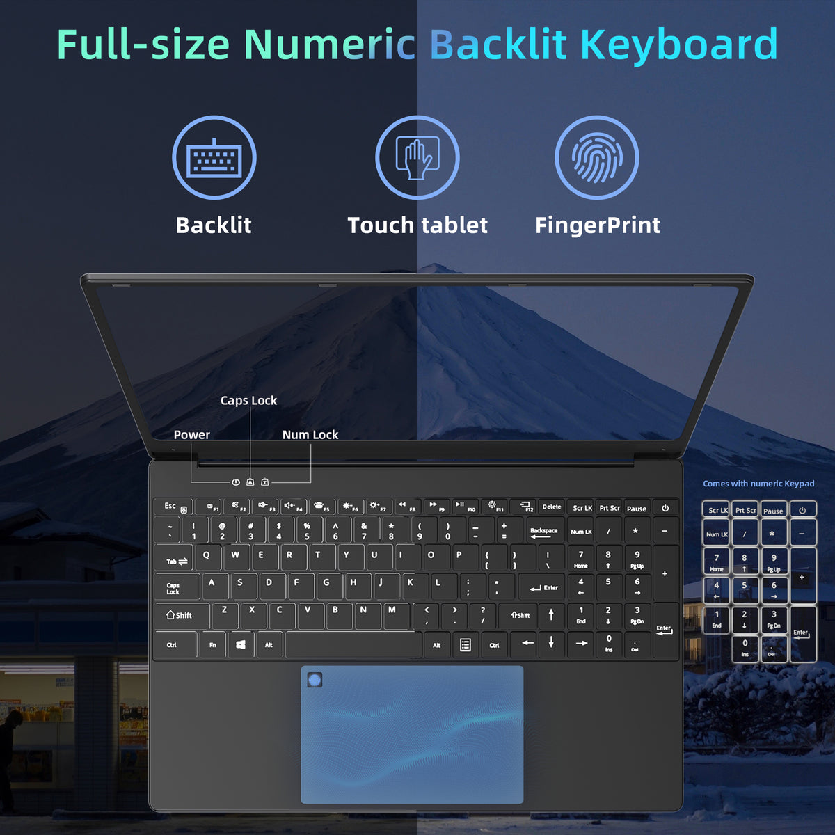 Fsjun 15.6" Laptop Computer, Intel i7-8750H, 32GB RAM, 512GB SSD, FHD IPS Display, (Win 11 Pro + Office 2024), Fingerprint