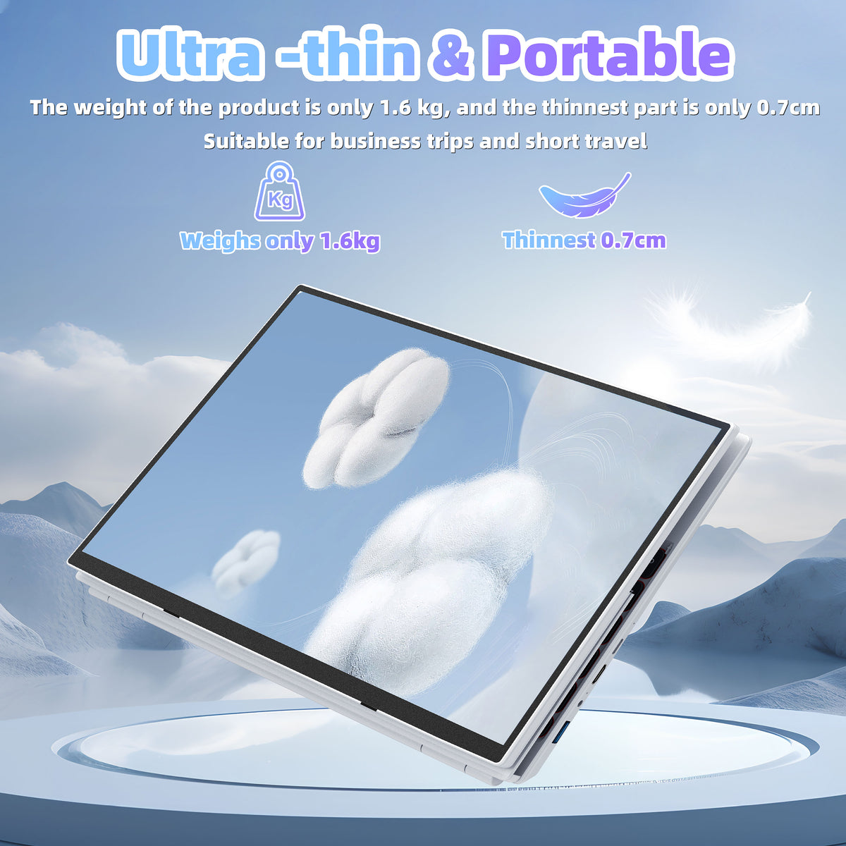 Fsjun 2-in-1 14.1in FHD Touchscreen Slim Laptop, Intel N5095, 16GB DDR4, 512GB SSD, Backlit Keyboard, Win 11 Pro + Office 2019, Silver