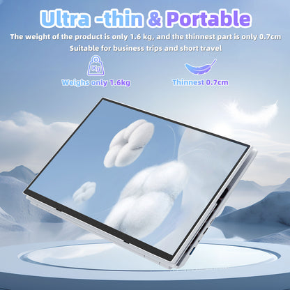 Fsjun 2-in-1 14.1in FHD Touchscreen Slim Laptop, Intel N5095, 16GB DDR4, 512GB SSD, Backlit Keyboard, Win 11 Pro + Office 2019, Silver