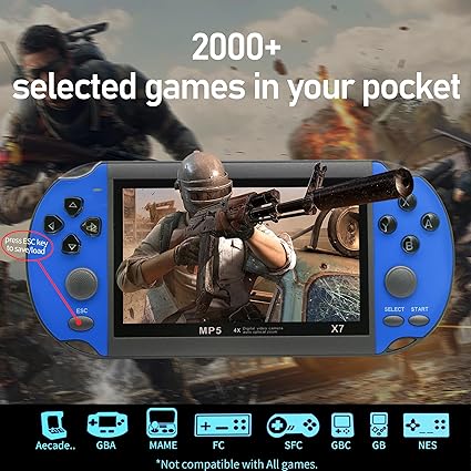 FSJUN Handheld Game Consoles Built in Free Games 8GB RAM 4.3 Inch Screen Double Rocker,Support TV Output,Music/Movie/Camera Audio and Video MP3,MP4, MP5, Birthday Gift for Kids