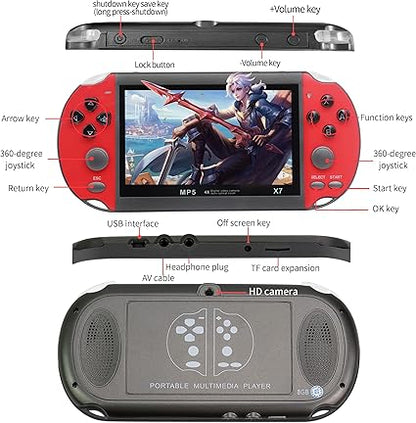 FSJUN Handheld Game Consoles Built in Free Games 8GB RAM 4.3 Inch Screen Double Rocker,Support TV Output,Music/Movie/Camera Audio and Video MP3,MP4, MP5, Birthday Gift for Kids