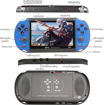 FSJUN Handheld Game Consoles Built in Free Games 8GB RAM 4.3 Inch Screen Double Rocker,Support TV Output,Music/Movie/Camera Audio and Video MP3,MP4, MP5, Birthday Gift for Kids