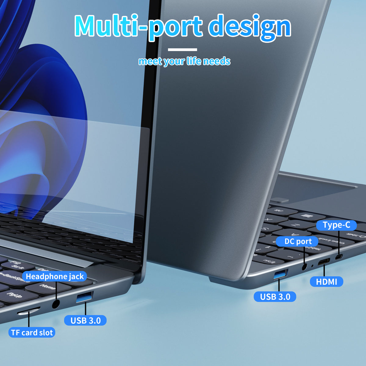 Fsjun 14.1" Laptop Computer, 2K IPS Display, 16GB DDR4 RAM, 512GB SSD,N5105 Quad-Core Processor,Win 11 Pro&office2019, Fingerprint Reader, Backlit Keyboard, Portable Laptop for Students, Business