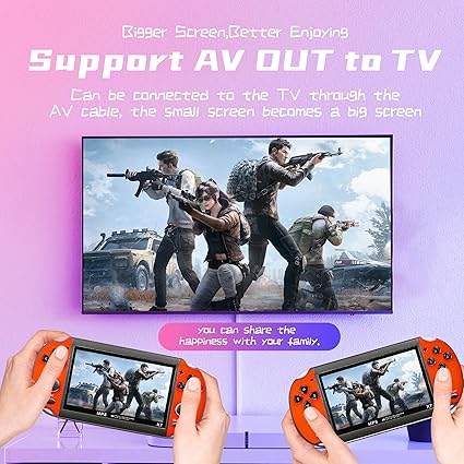 FSJUN Handheld Game Consoles Built in Free Games 8GB RAM 4.3 Inch Screen Double Rocker,Support TV Output,Music/Movie/Camera Audio and Video MP3,MP4, MP5, Birthday Gift for Kids